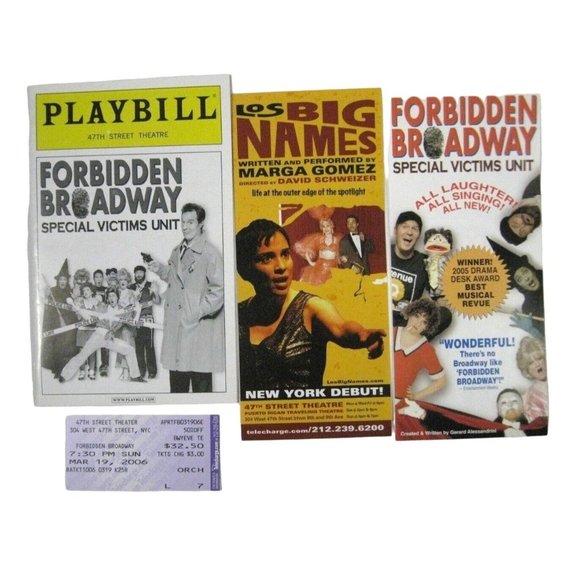 Forbidden Broadway Playbill 2006 47th Street Theatre Ticket Special Victims Unit - Picture 1 of 10